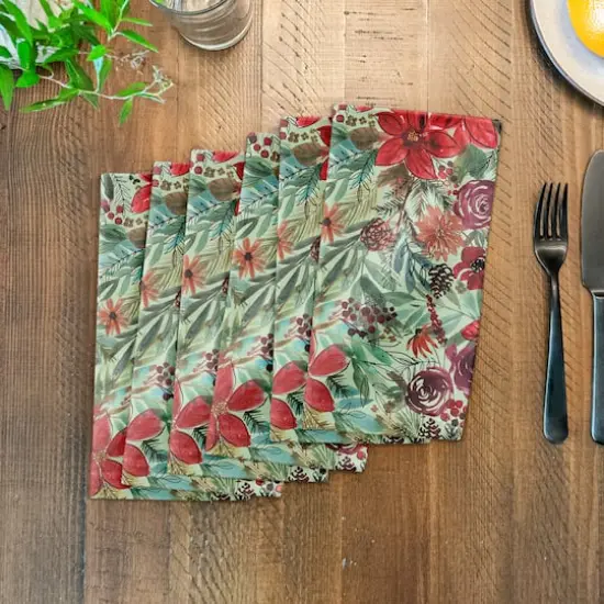 Holiday Blooms Pattern Cotton Twill Napkin {4}