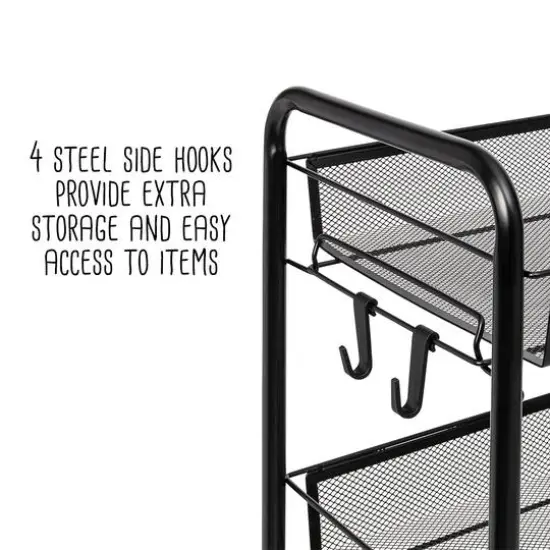 Honey Can Do Black 5-Tier Rolling Storage Cart {11}