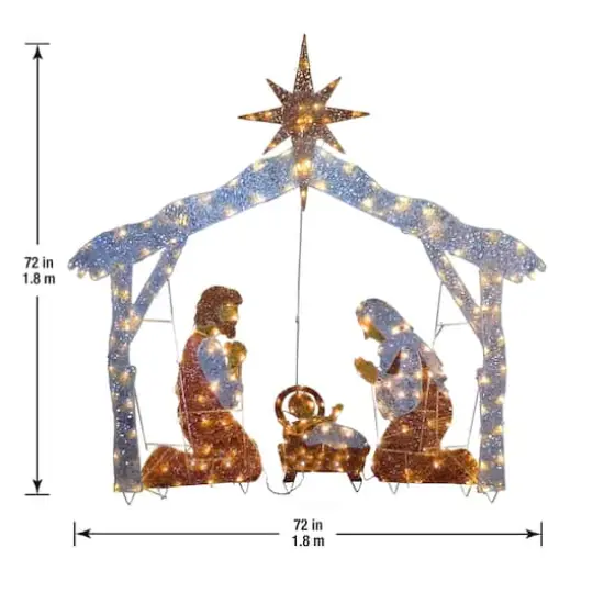72" Nativity Scene, White LED Lights {5}