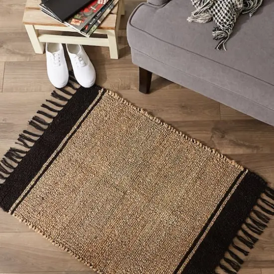 DII® Black With Natural Jute Stripes Hand-Loomed Rug, 2ft. x 3ft. {8}