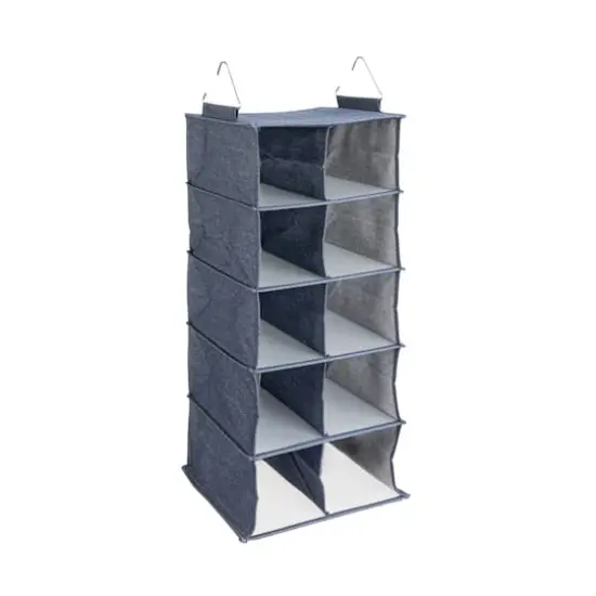 Household Essentials Denim 27" Cotton Blend & Plastic 10 Shelf Closet Shoe Organizer {1}