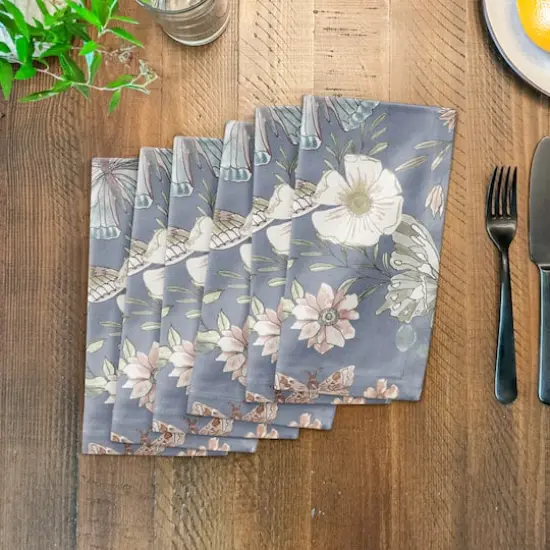 Butterflies Cotton Twill Napkin Blue {4}