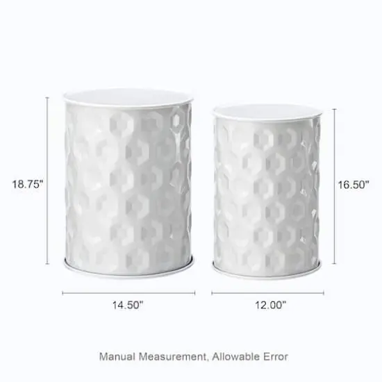 Glitzhome&reg; Multifunctional Embossed Honeycomb Texture Metal Garden Stool Set White {9}