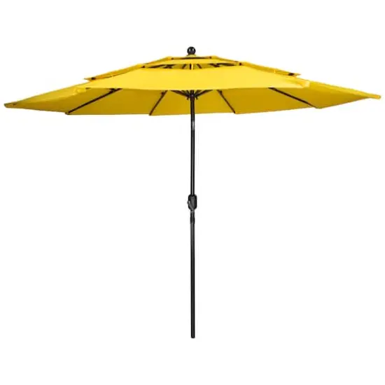 9.75ft. Outdoor Patio Market Umbrella with Hand Crank & Tilt Yellow {1}