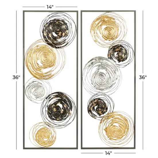 36" Black, Gold & Silver Metal Contemporary Wall D&eacute;cor Set, 2ct. {7}