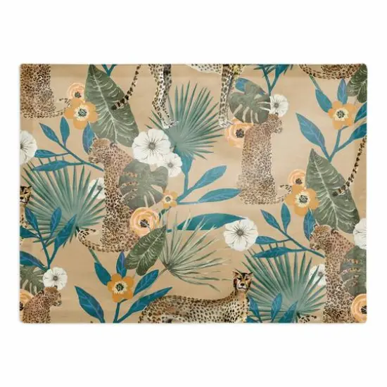 Tropical Cheetah Cotton Twill Placemat Beige {1}