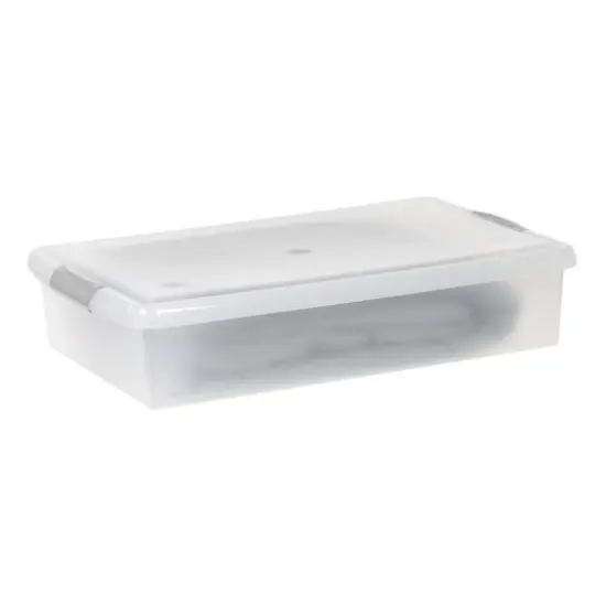 IRIS&reg; 40qt. Clear Store & Slide Box with Lid & Gunsmoke Gray Latches {6}
