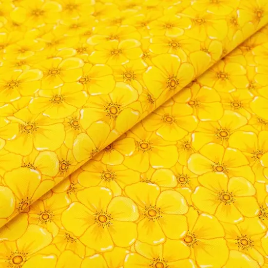 SINGER Packed Yellow Flowers Cotton Fabric {3}