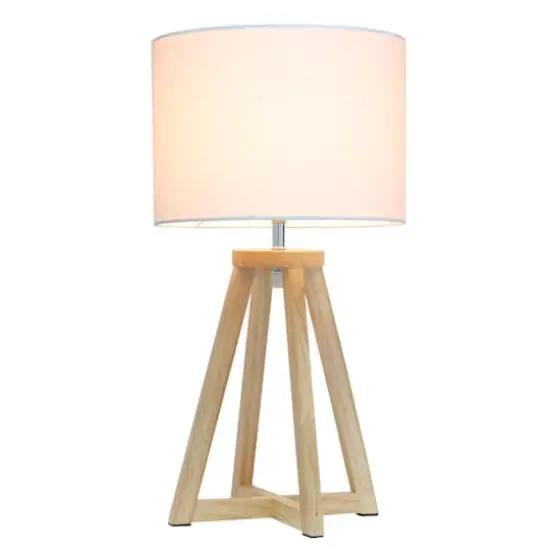 Simple Designs 19" Interlocked Triangular Table Lamp with White Shade Natural and White {3}