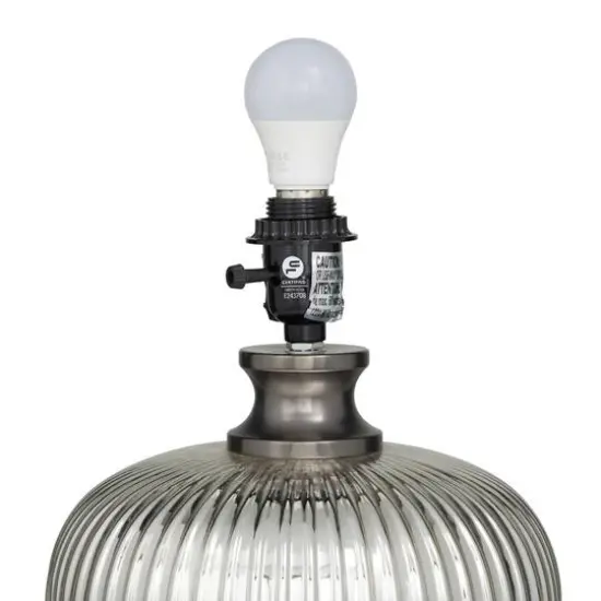 Grey Glass Modern Accent Lamp, 15" x 15" x 21" {10}