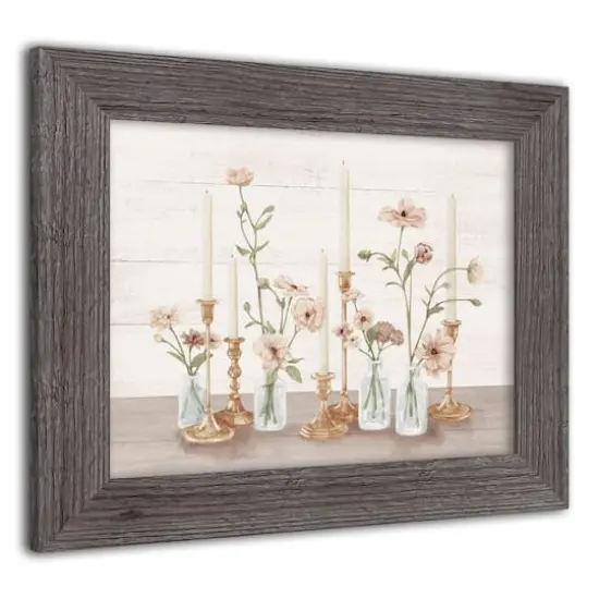 Florals with Candles Western Framed Print Gray {3}
