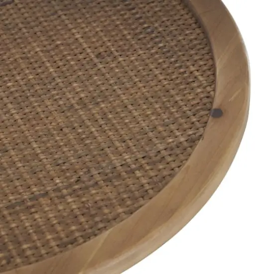 19.5" Black Metal & Rattan Accent Table {5}