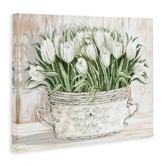 Stupell Industries Fresh White Tulip Flowers Vintage Canvas Wall Art {4}