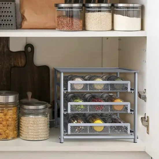 NEX&trade; 3-Tier 18-Bottle Metal Spice Rack with Drawer Organizer {6}