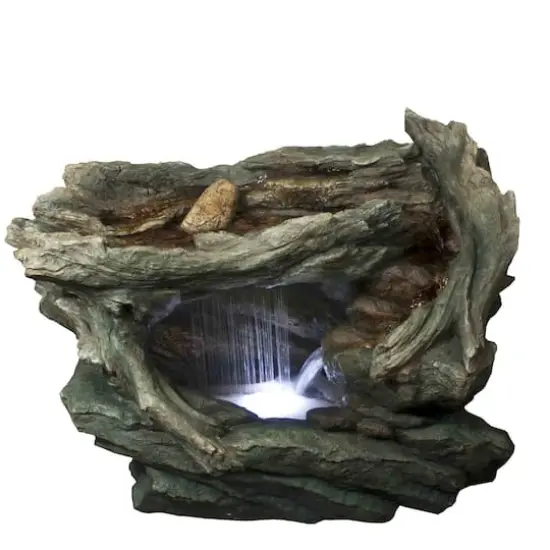 31" LED Woodland Grotto with Stones Outdoor Garden Water Fountain {1}