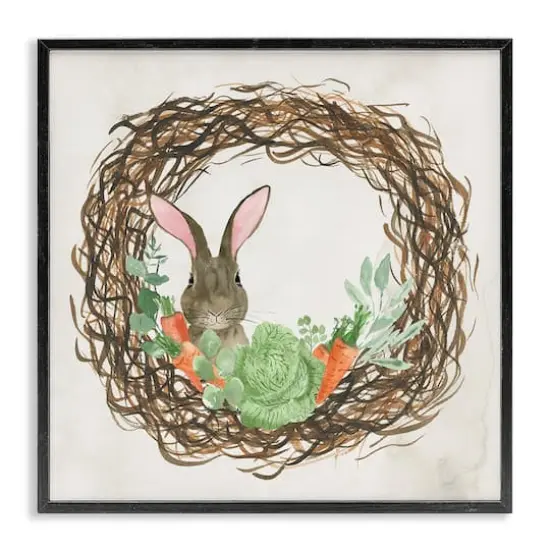 Stupell Industries Spring Easter Wreath Framed Giclee Art Black {1}