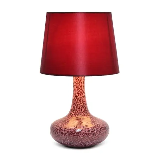 Simple Designs 14" Mosaic Glass Genie Table Lamp with Fabric Shade Red {3}