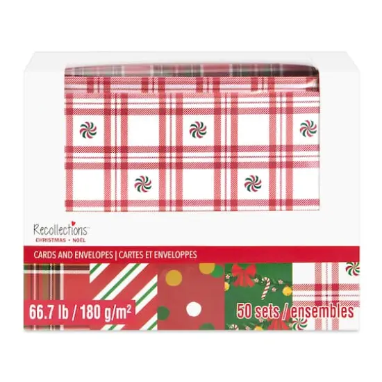 Peppermint Plaid Christmas Cards & Envelopes, 50ct. by Recollections&trade; {4}
