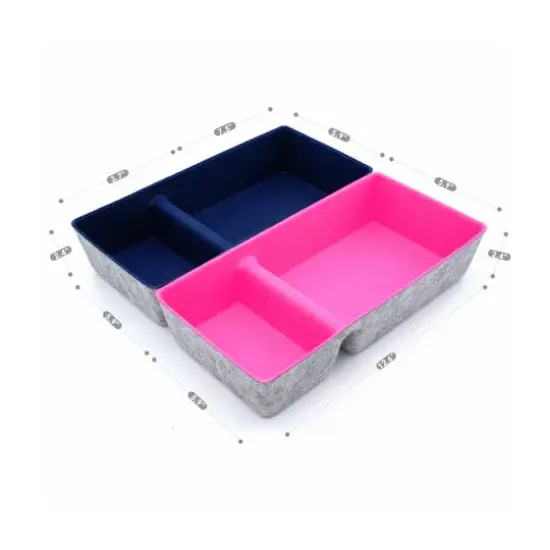 Welaxy Felt 2 Piece Divided Drawer Organizer Trays Navy and Hot Pink {5}