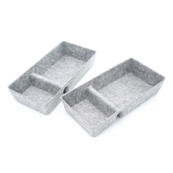 Welaxy Felt 2 Piece Divided Drawer Organizer Trays Gray {6}