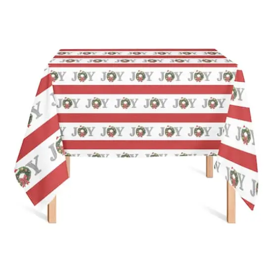 58'' Joy Wreath Stripes Tablecloth {3}