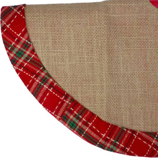 20" Burlap & Red Plaid Trim Mini Tree Skirt {5}