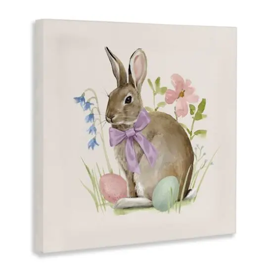 Stupell Industries Spring Bunny Rabbit Easter Eggs Blossoming Flowers Canvas Wall Art {4}