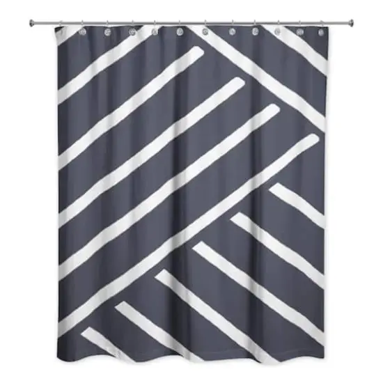 Herringbone Shower Curtain Navy {3}
