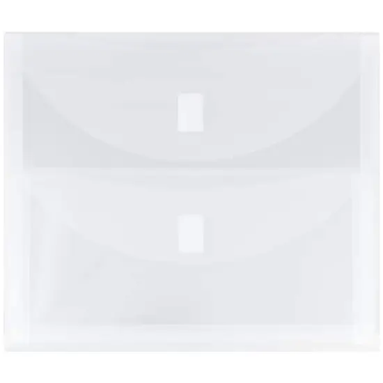 JAM Paper 9.5" x 11.5" Clear 2-Pocket Plastic Hook & Loop Closure Envelopes, 12ct. {1}