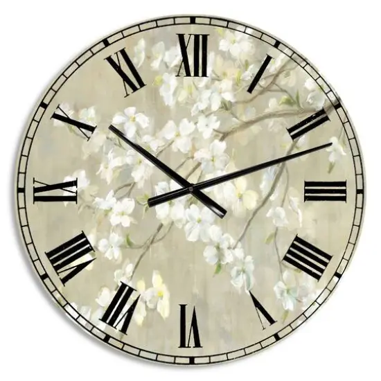 Designart Neutral Dogwood In Spring Farmhouse Wall Clock {1}