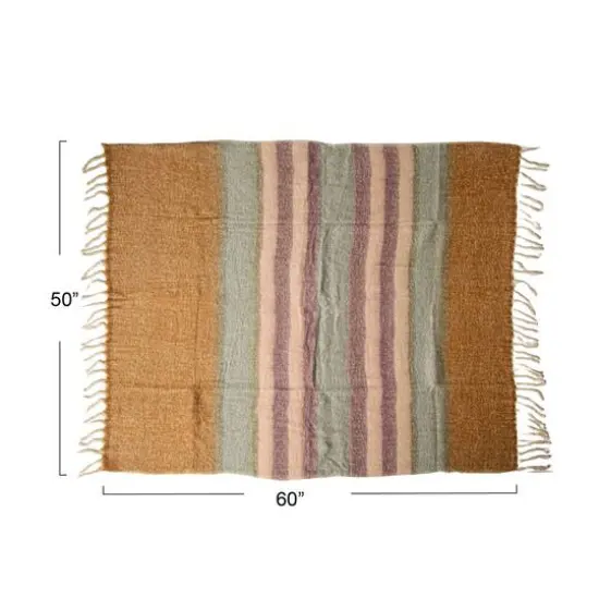 Hello Honey® Multicolor Dark Striped Acrylic and Wool Throw Blanket {5}