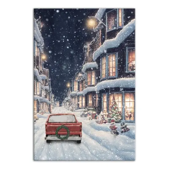 Snowy Christmas Village Canvas Wall Art {1}