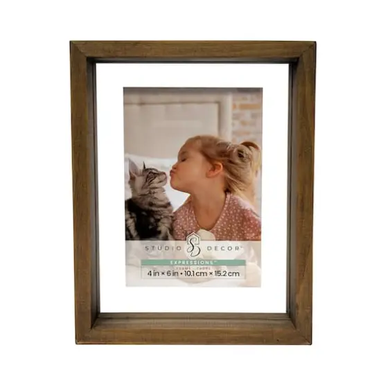 Expressions&trade; Brown Linear Wood Float Frame by Studio D&eacute;cor&reg; {1}