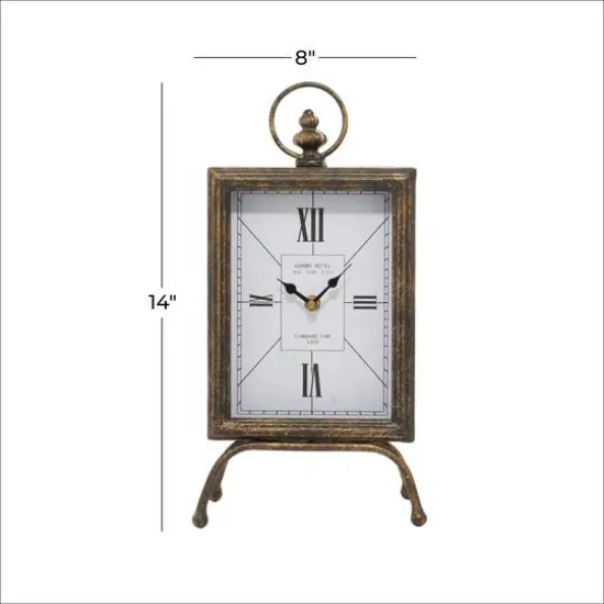 Brass Metal Rustic Clock, 14" x 8" x 4" {10}