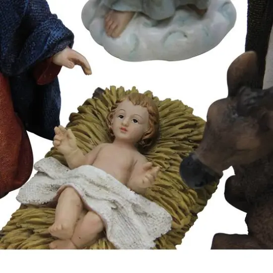 Blue and Red Christmas Nativity Figurine Set {3}