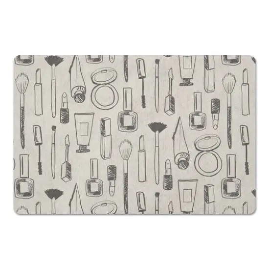 Makeup Icons Floor Mat White {1}