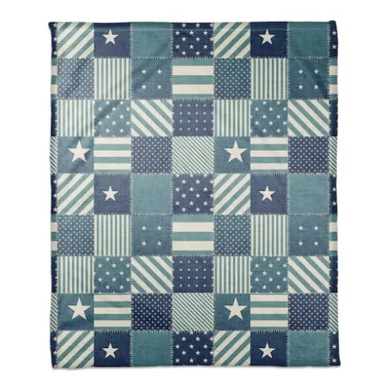 Nautical Patchwork Coral Fleece Blanket {1}