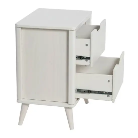 Hello Honey® 26" Yume Mid Century Modern Solid Wood Nightstand with 2 Storage Drawers White Finish {9}