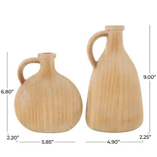 Natural Wood Slim Jug Inspired Vase Set {8}