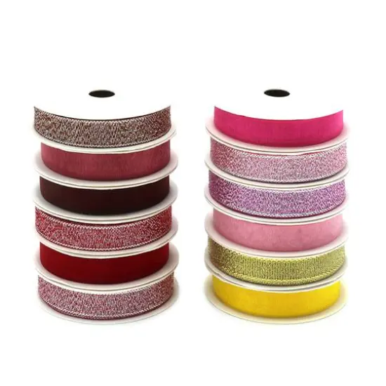 Gwen Studios 3/8" x 2yd. Sheer & Metallic Holiday Ribbon Pack, 24ct. {7}