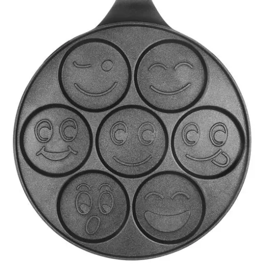 MegaChef 10.5" Happy Face Emoji Aluminum Nonstick Pancake Maker Pan with Cool Touch Handle {4}