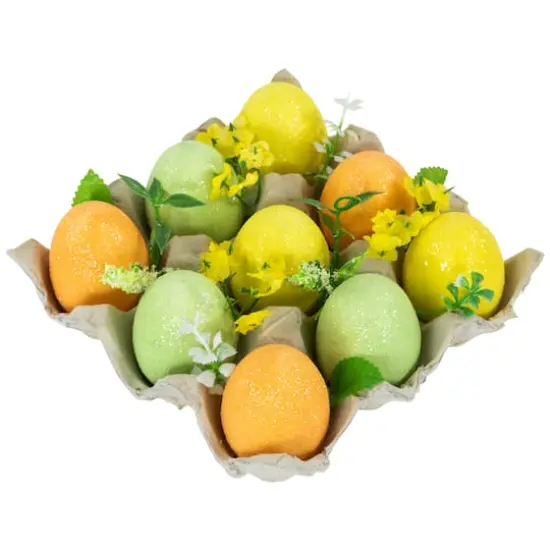 6.25" Glittered Easter Eggs with Carton Decoration {4}
