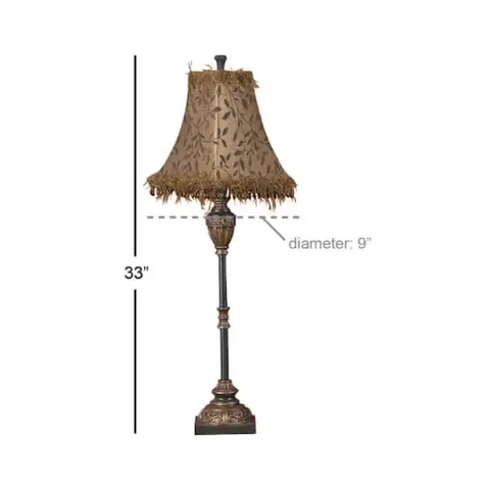Brass Metal Tuscan Table Lamp, 33" x 10" x 10" {10}