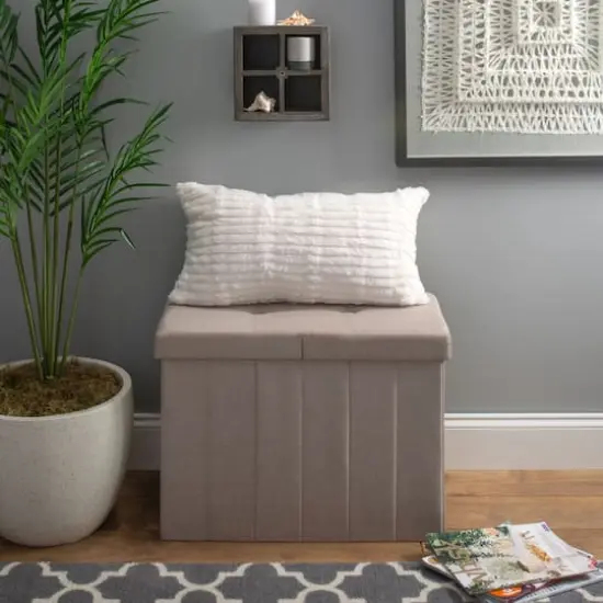 Simplify Natural Collapsible Flip Top Hamper Ottoman {7}