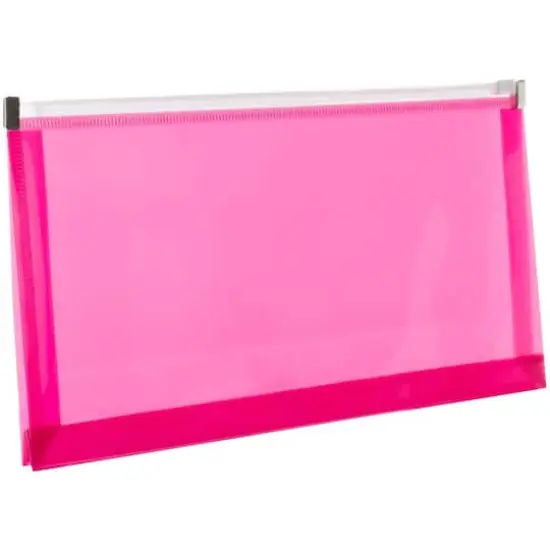 JAM Paper 5" x 10" Plastic Zip Closure Envelopes, 12ct. Fuchsia Pink {4}