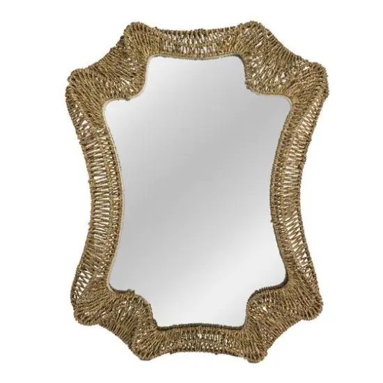 Hello Honey&reg; 37.75" Natural Decorative Handwoven Cattail Wall Mirror {9}