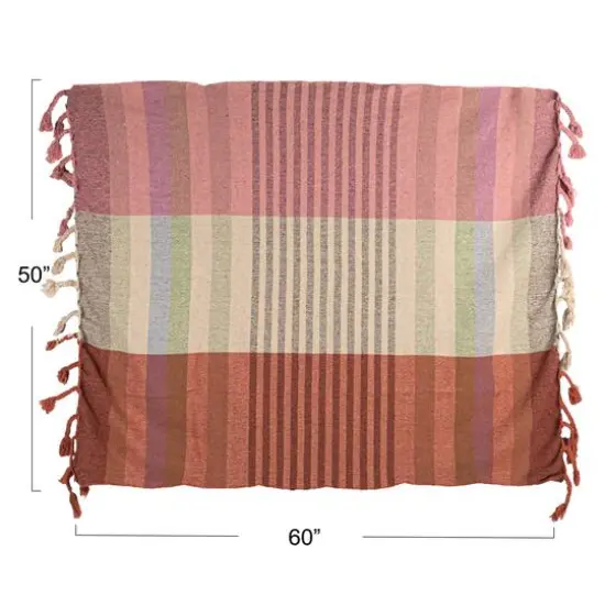 Hello Honey&reg; Multicolor Terra Harmony Woven Throw with Braided Fringe {5}