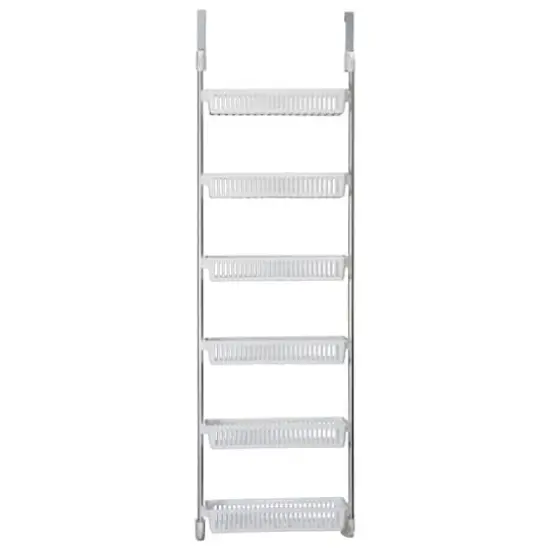 Household Essentials Over the Door Storage Rack White {8}