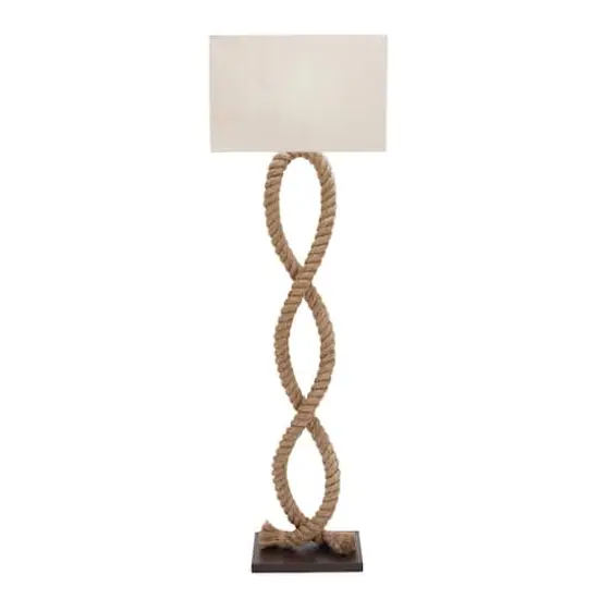 Brown Jute Rope and Iron Rustic Floor Lamp, 63" x 20" x 9" {1}