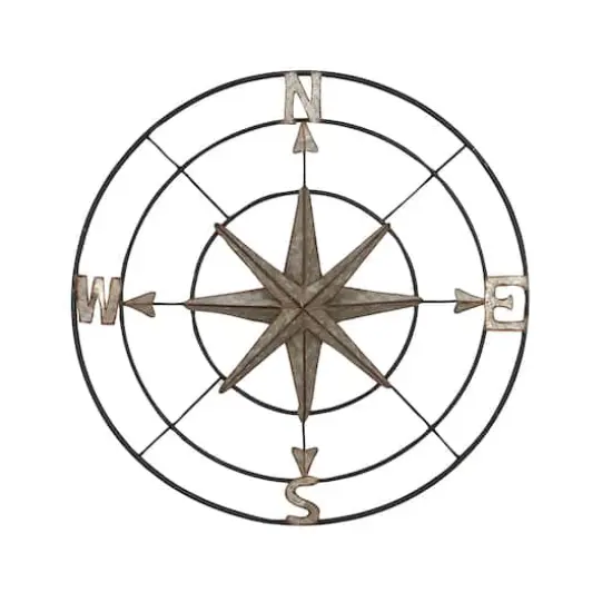 Gray Compass Metal Farmhouse Wall Decor {1}